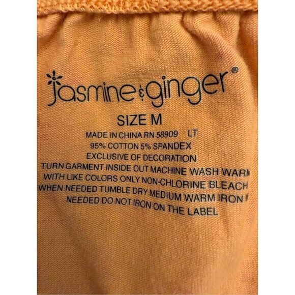 Jasmine & Ginger Star Print Elastic Waist Orange Red Pajama Pants Size Medium - Picture 3 of 3